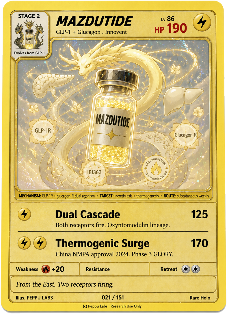 MAZDUTIDE (Mazdutide, IBI362, LY3305677) · Mechanism, Evidence, FAQ · PEPPUDEX